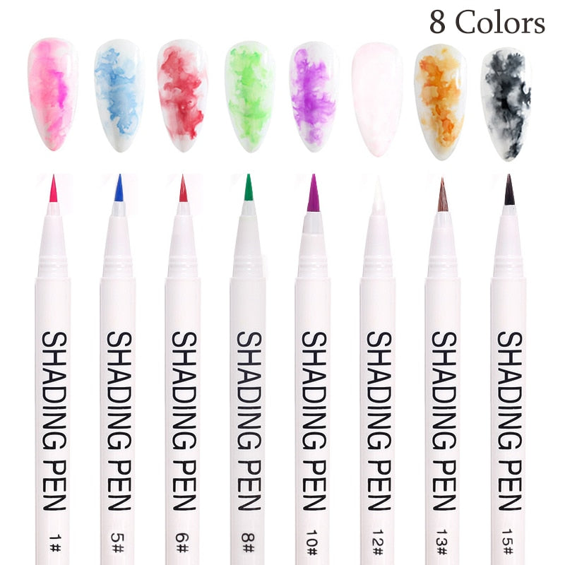 12 Colors Ultra Thin Curve Manicure Marker Nail Art Pens Set for